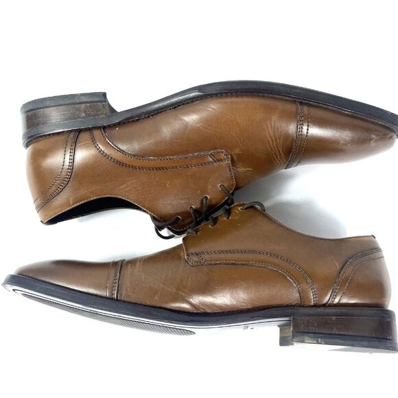Kenneth Cole Men\'s Cognac Brown Cap Toe Oxford w/ Flex Lace-Up Dress Shoes 9.5 main image 7